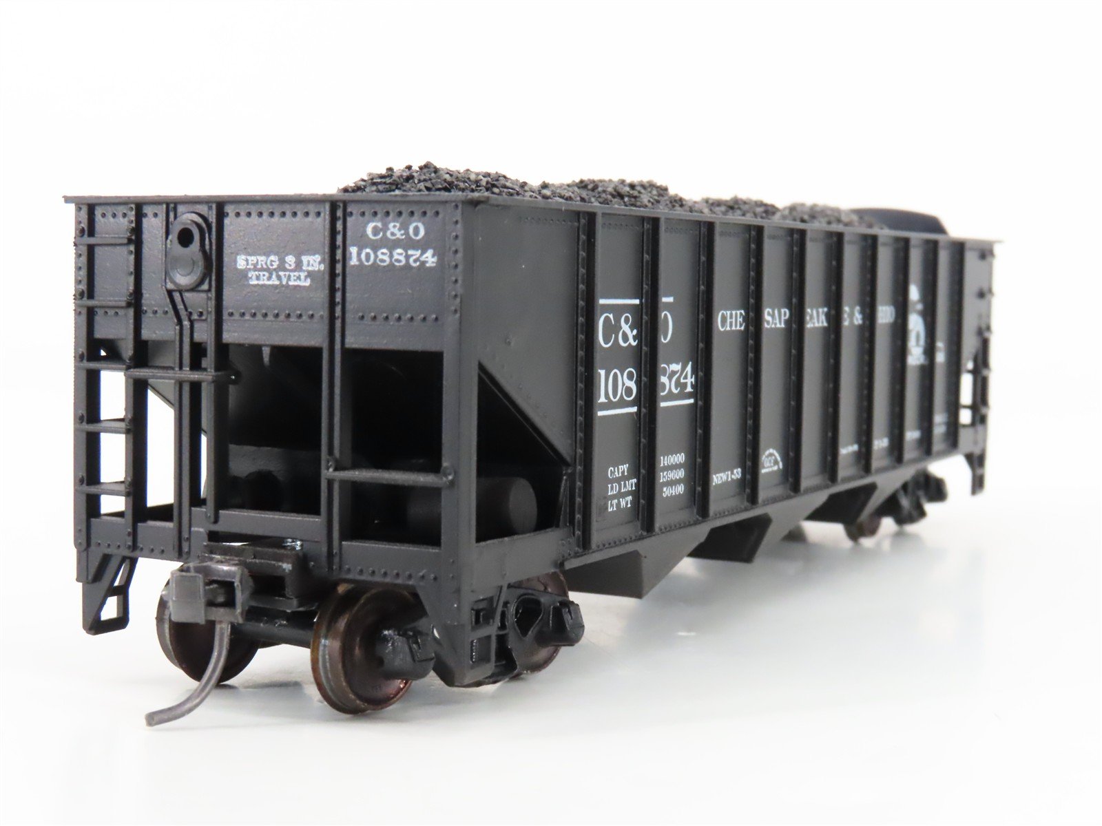 LOT of 2 HO Roundhouse 1499 C&O Progress 3-Bay Hopper w/ Coal Load - Upgraded