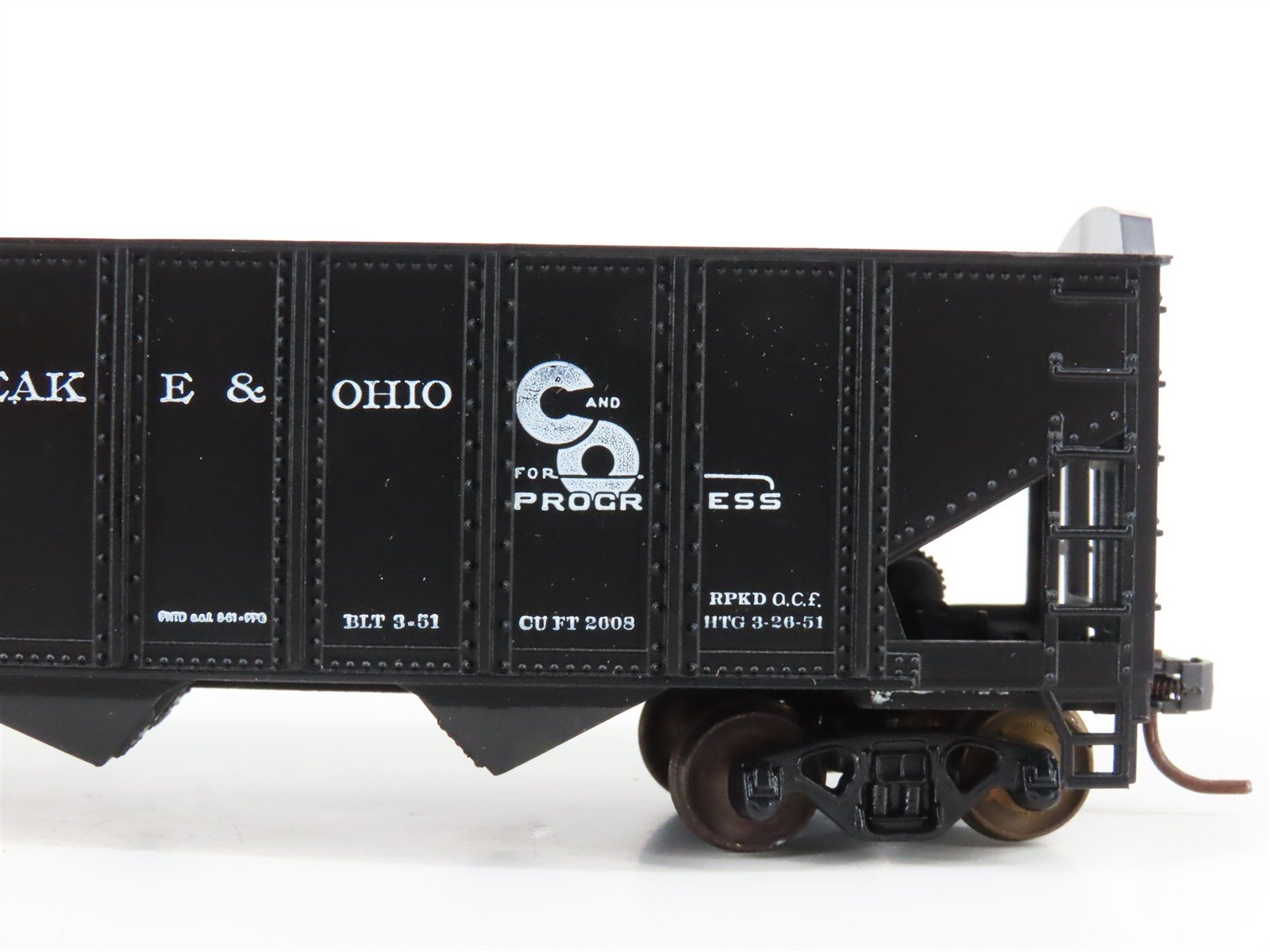 LOT of 2 HO Scale Roundhouse 1499 C&O Progress 3-Bay Open Hopper - Upgraded