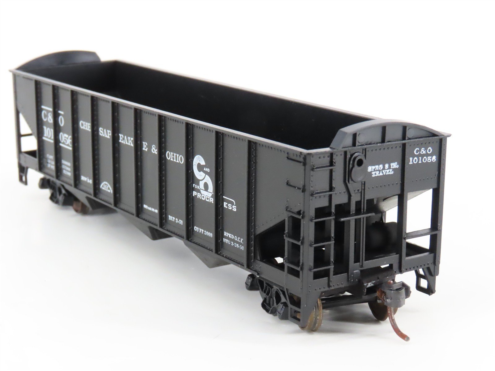 LOT of 2 HO Scale Roundhouse 1499 C&O Progress 3-Bay Open Hopper - Upgraded
