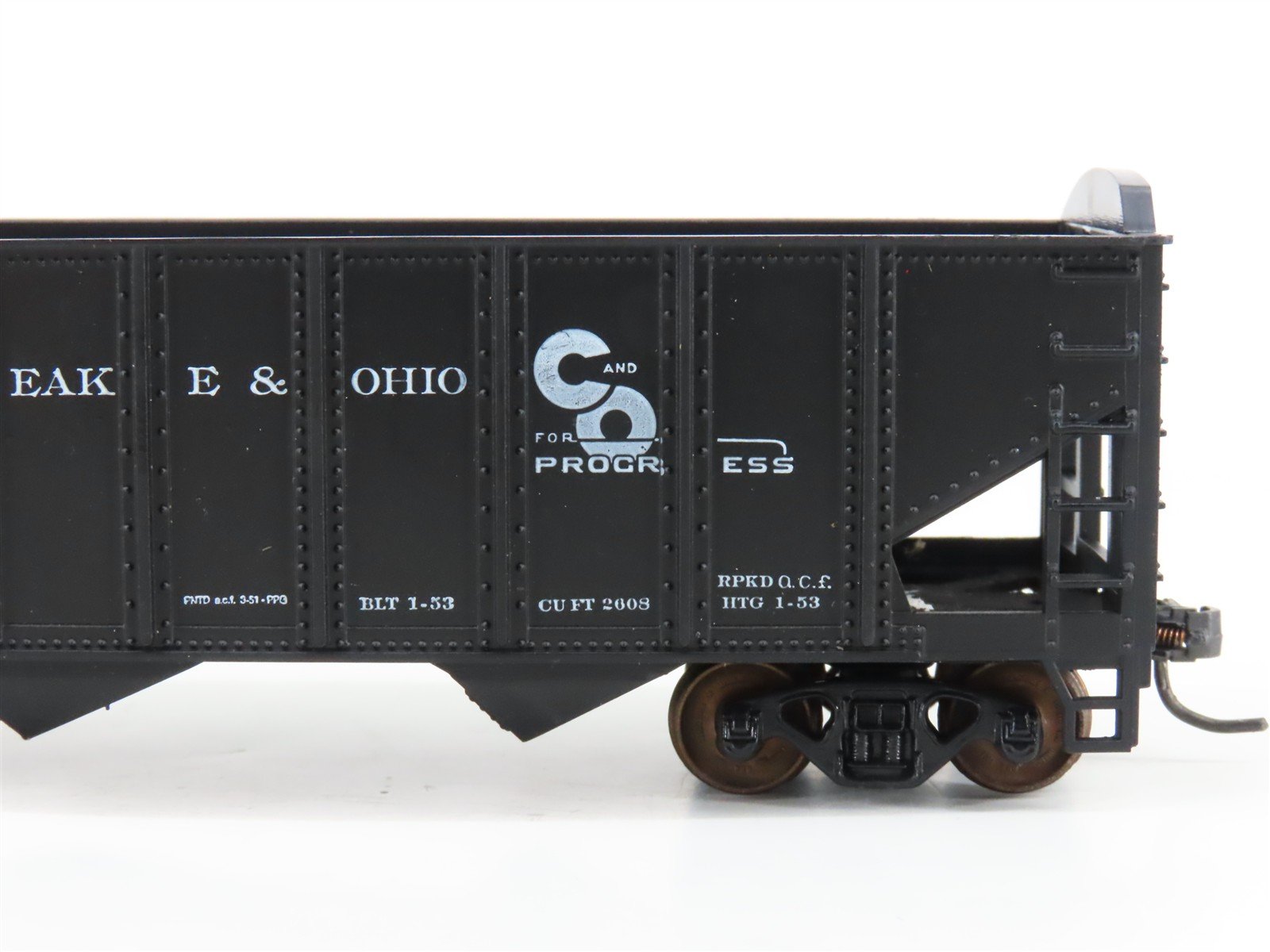 LOT of 2 HO Scale Roundhouse 1499 C&O Progress 3-Bay Open Hopper - Upgraded