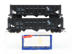 LOT of 2 HO Scale Roundhouse 1499 C&O Progress 3-Bay Open Hopper - Upgraded