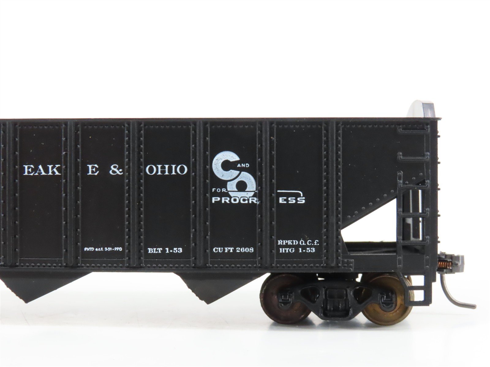 LOT of 2 HO Scale Roundhouse 1499 C&O Progress 3-Bay Open Hopper - Upgraded