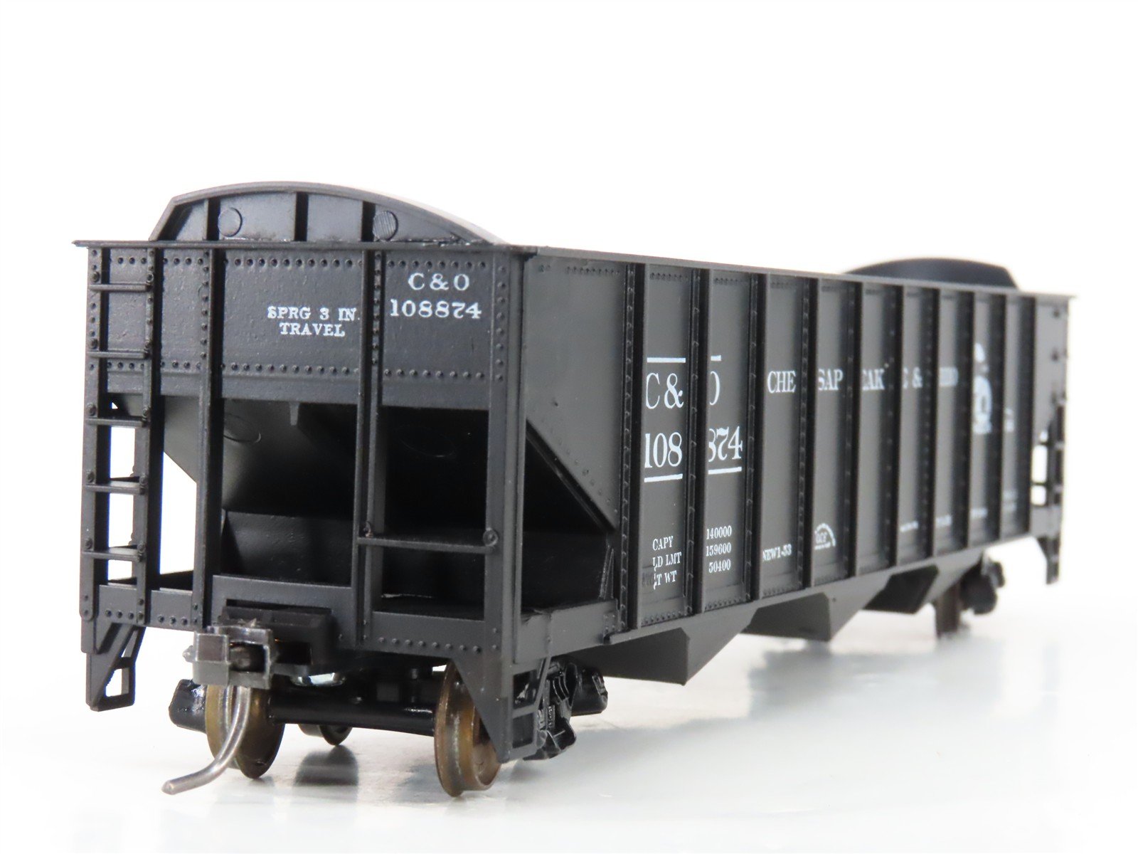 LOT of 2 HO Scale Roundhouse 1499 C&O Progress 3-Bay Open Hopper - Upgraded
