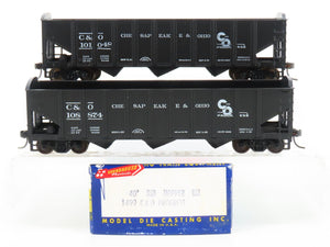 LOT of 2 HO Scale Roundhouse 1499 C&O Progress 3-Bay Open Hopper - Upgraded