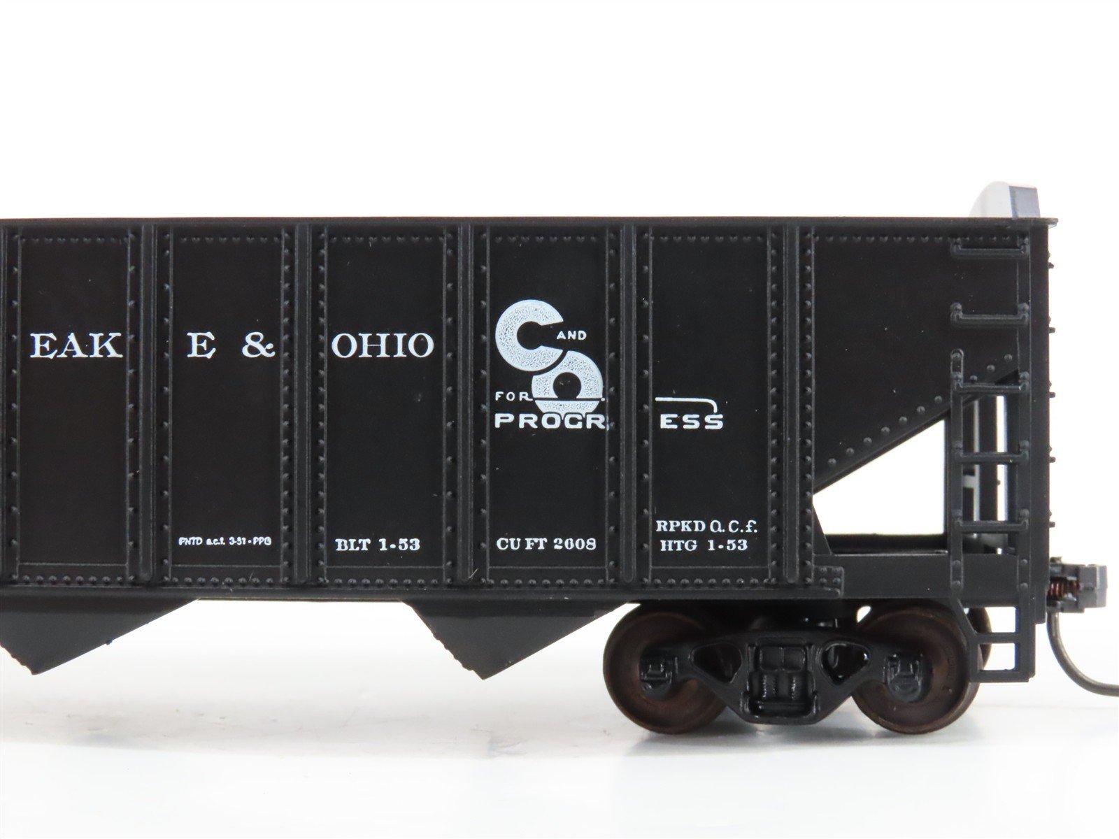 LOT of 2 HO Scale Roundhouse 1499 C&O Progress 3-Bay Open Hopper - Upgraded