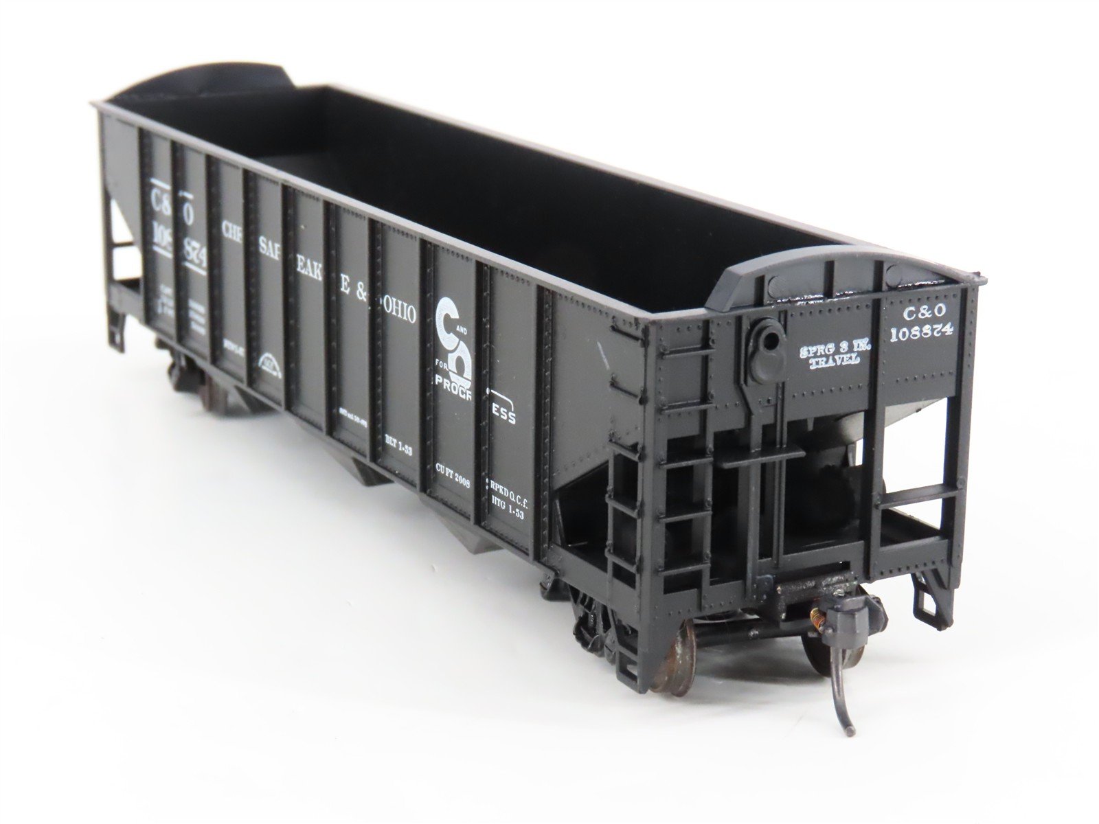LOT of 2 HO Scale Roundhouse 1499 C&O Progress 3-Bay Open Hopper - Upgraded