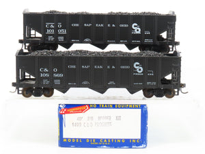 LOT of 2 HO Roundhouse 1499 C&O Progress 3-Bay Hopper w/ Coal Load - Upgraded