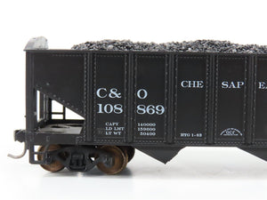 LOT of 2 HO Roundhouse 1499 C&O Progress 3-Bay Hopper w/ Coal Load - Upgraded