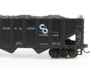 LOT of 2 HO Roundhouse 1499 C&O Progress 3-Bay Hopper w/ Coal Load - Upgraded