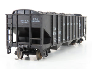 LOT of 2 HO Roundhouse 1499 C&O Progress 3-Bay Hopper w/ Coal Load - Upgraded