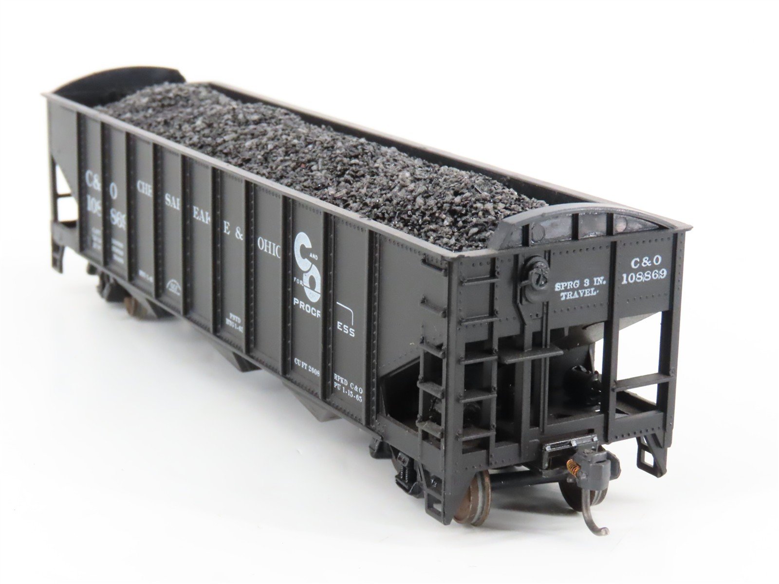 LOT of 2 HO Roundhouse 1499 C&O Progress 3-Bay Hopper w/ Coal Load - Upgraded