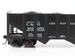 LOT of 2 HO Roundhouse 1499 C&O Progress 3-Bay Hopper w/ Coal Load - Upgraded