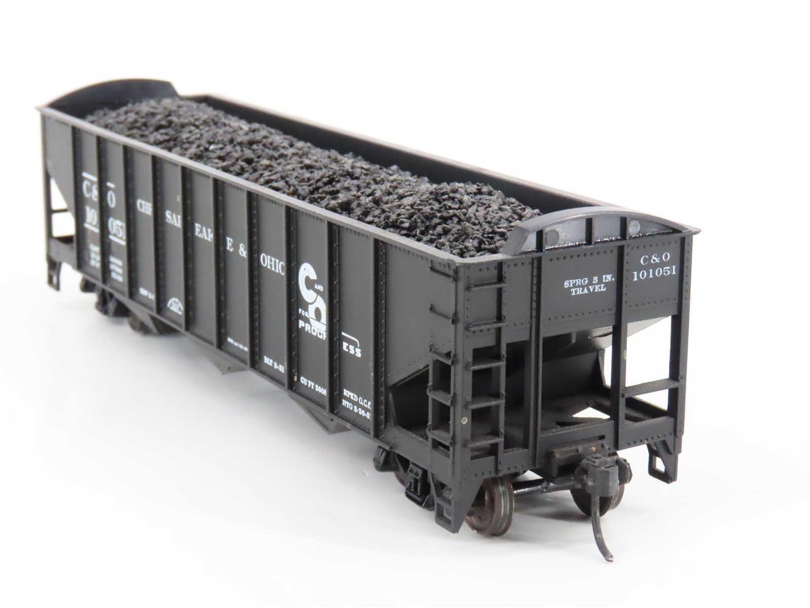 LOT of 2 HO Roundhouse 1499 C&O Progress 3-Bay Hopper w/ Coal Load - Upgraded