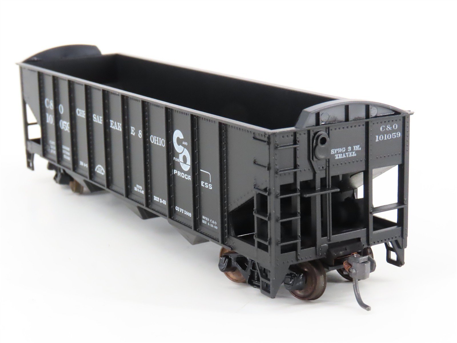 LOT of 2 HO Scale Roundhouse 1499 C&O Progress 3-Bay Open Hopper - Upgraded