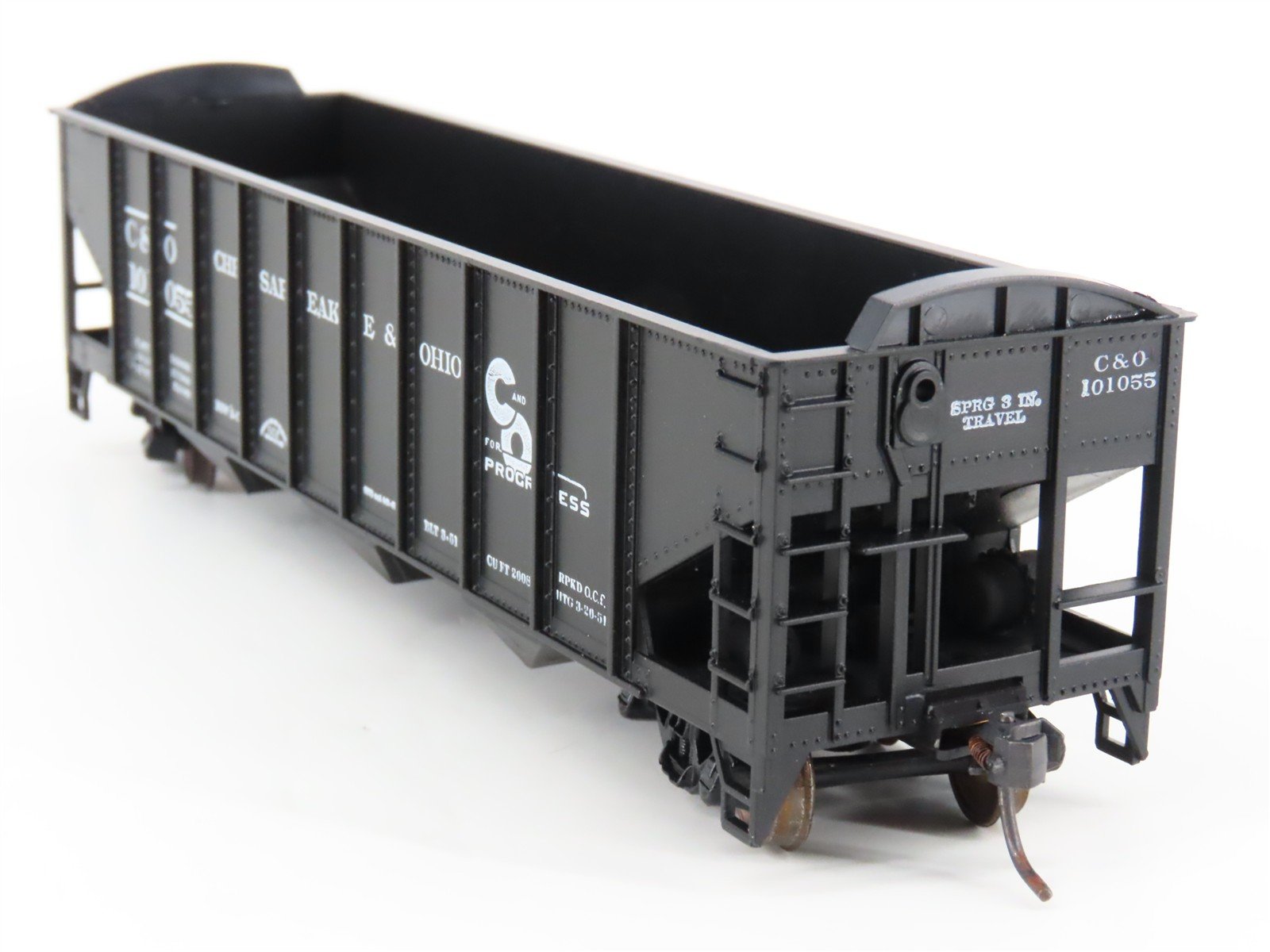 LOT of 2 HO Scale Roundhouse 1499 C&O Progress 3-Bay Open Hopper - Upgraded