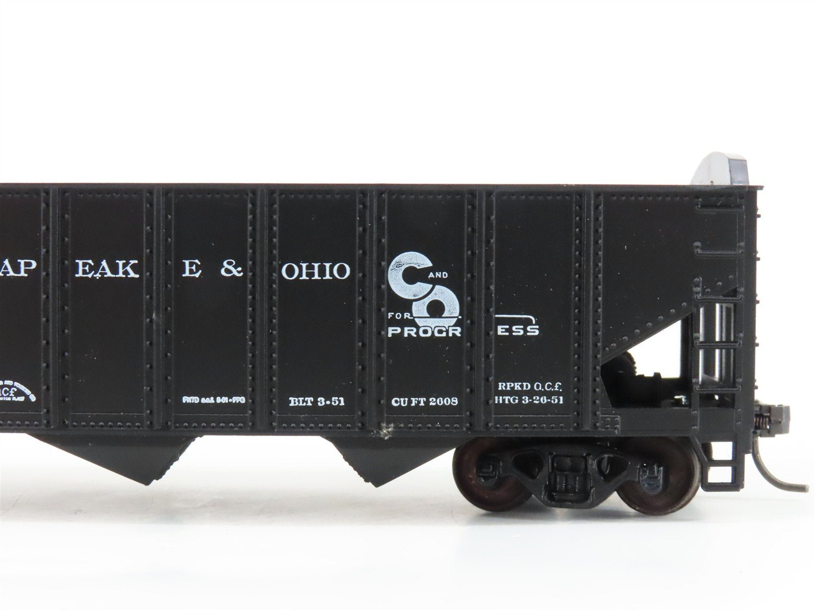 LOT of 2 HO Scale Roundhouse 1499 C&O Progress 3-Bay Open Hopper - Upgraded