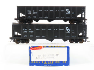 LOT of 2 HO Scale Roundhouse 1499 C&O Progress 3-Bay Open Hopper - Upgraded