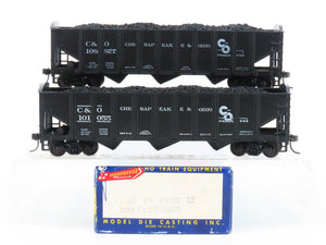 LOT of 2 HO Roundhouse 1499 C&O Progress 3-Bay Hopper w/ Coal Load - Upgraded