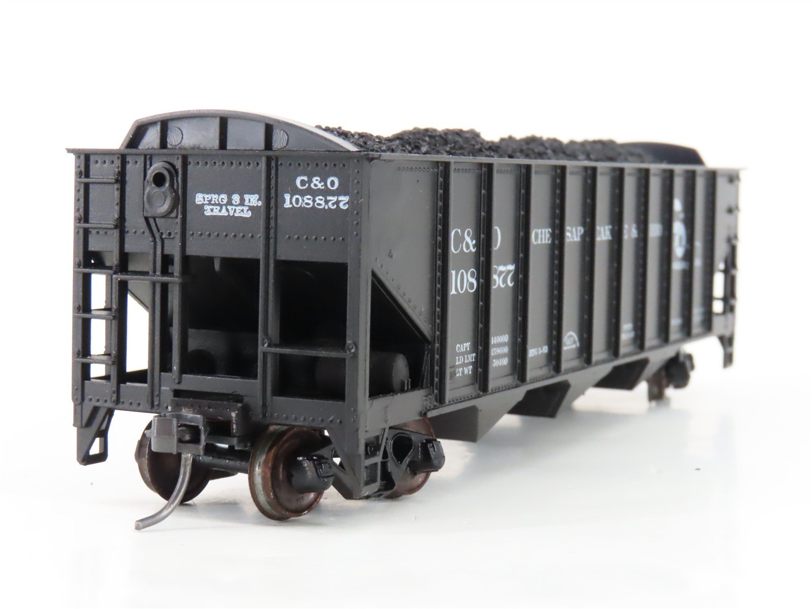 LOT of 2 HO Roundhouse 1499 C&O Progress 3-Bay Hopper w/ Coal Load - Upgraded