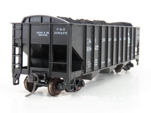 LOT of 2 HO Roundhouse 1499 C&O Progress 3-Bay Hopper w/ Coal Load - Upgraded