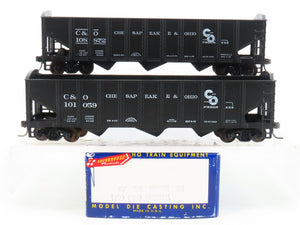 LOT of 2 HO Scale Roundhouse 1499 C&O Progress 3-Bay Open Hopper - Upgraded