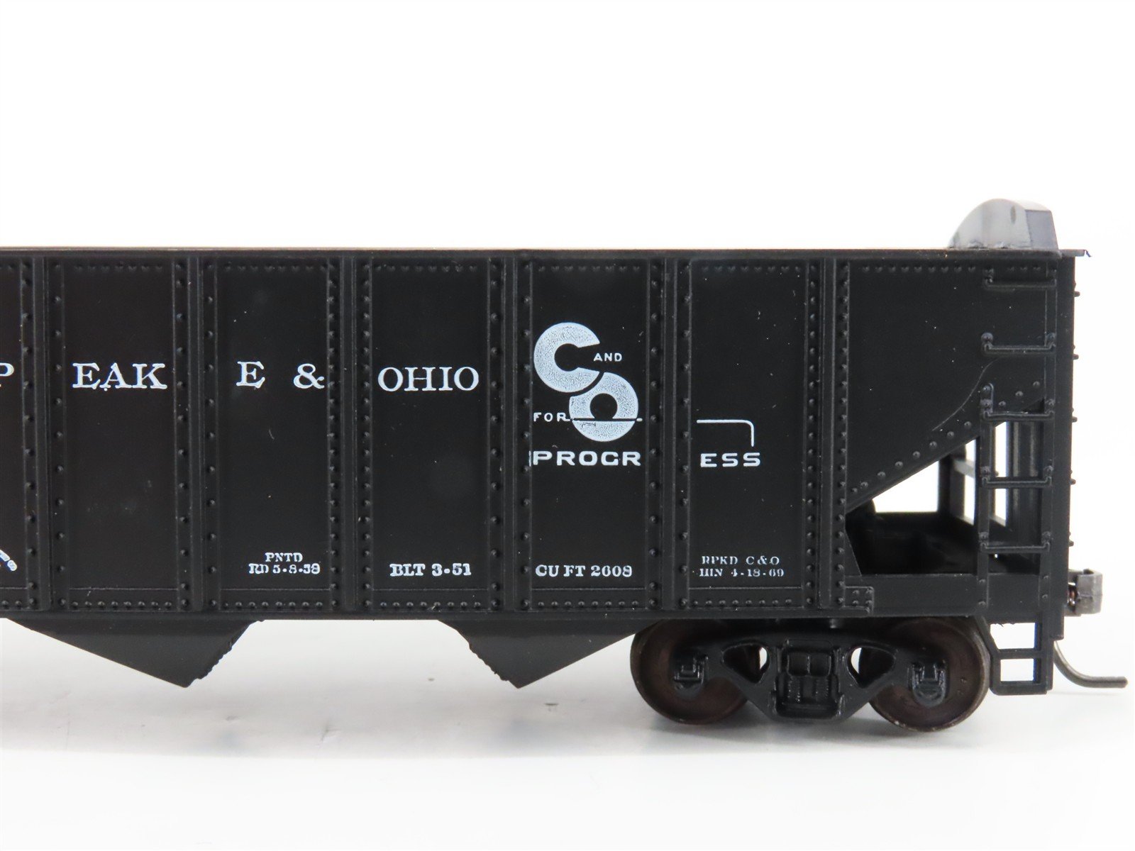 LOT of 2 HO Scale Roundhouse 1499 C&O Progress 3-Bay Open Hopper - Upgraded