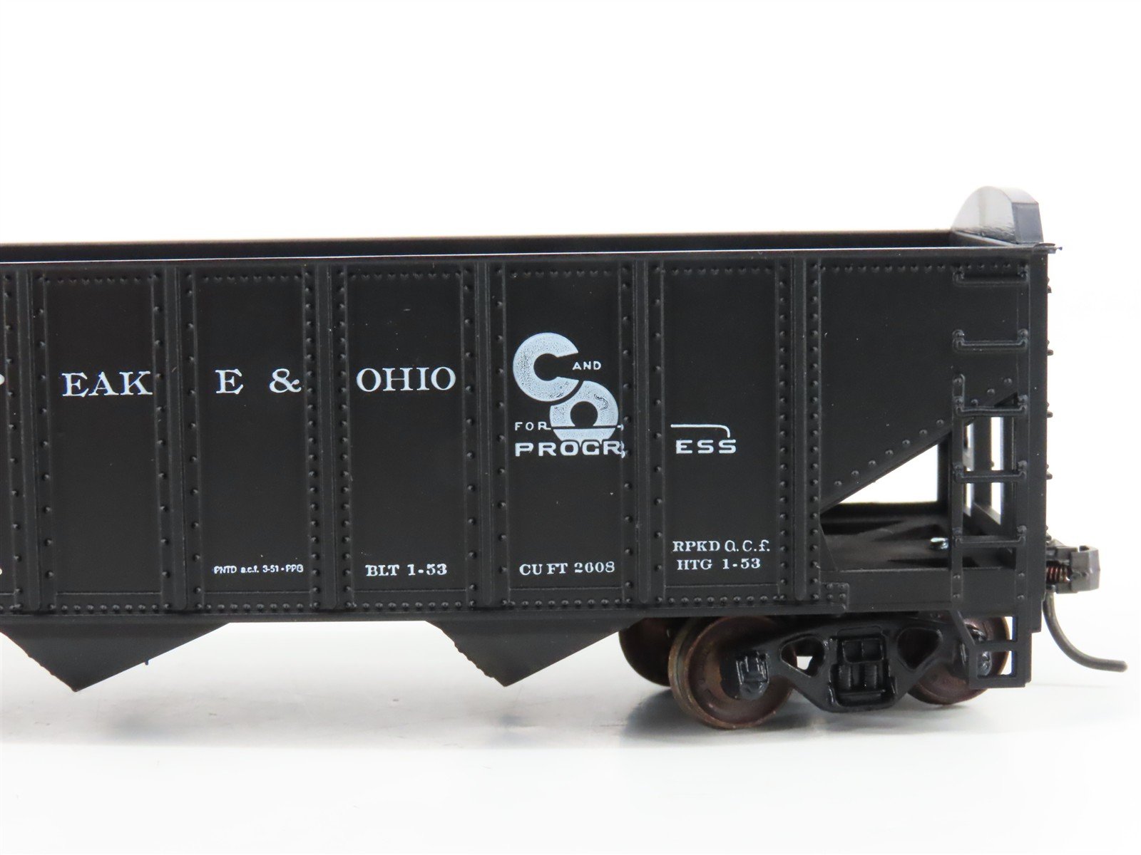 LOT of 2 HO Scale Roundhouse 1499 C&O Progress 3-Bay Open Hopper - Upgraded