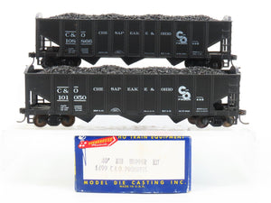LOT of 2 HO Roundhouse 1499 C&O Progress 3-Bay Hopper w/ Coal Load - Upgraded