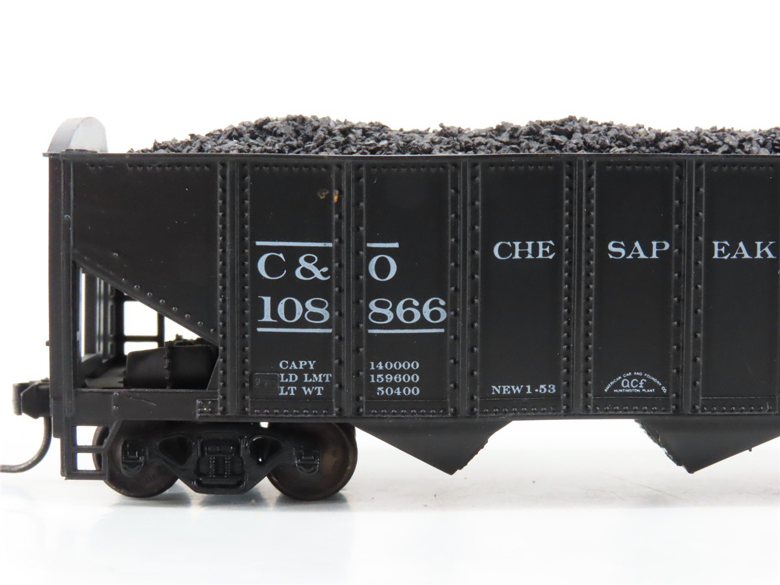 LOT of 2 HO Roundhouse 1499 C&O Progress 3-Bay Hopper w/ Coal Load - Upgraded