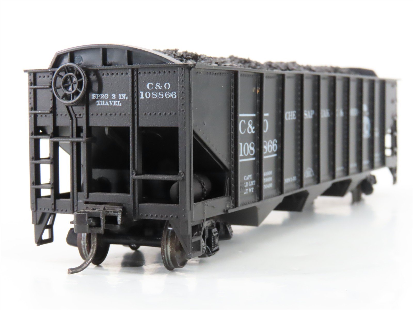 LOT of 2 HO Roundhouse 1499 C&O Progress 3-Bay Hopper w/ Coal Load - Upgraded