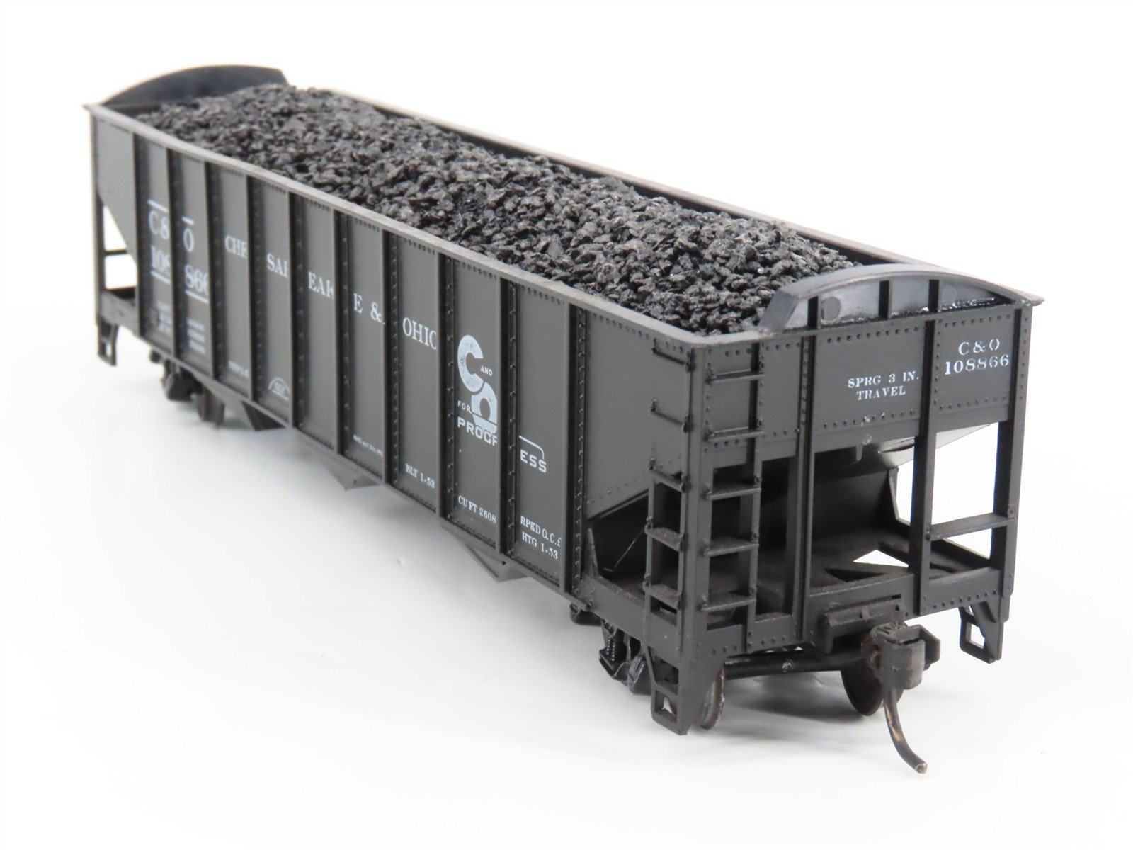 LOT of 2 HO Roundhouse 1499 C&O Progress 3-Bay Hopper w/ Coal Load - Upgraded