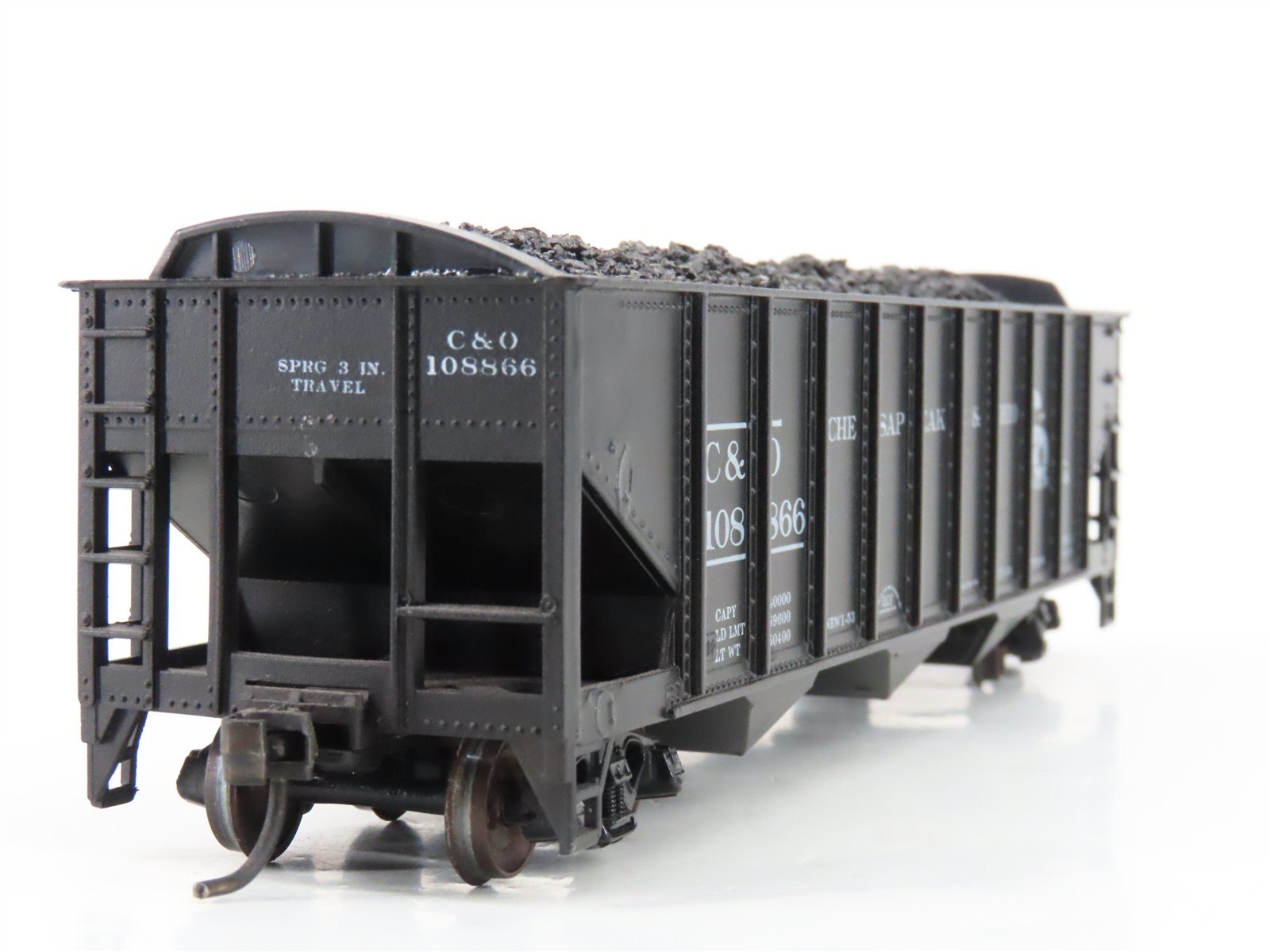 LOT of 2 HO Roundhouse 1499 C&O Progress 3-Bay Hopper w/ Coal Load - Upgraded