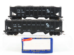 LOT of 2 HO Roundhouse 1499 C&O Progress 3-Bay Hopper w/ Coal Load - Upgraded