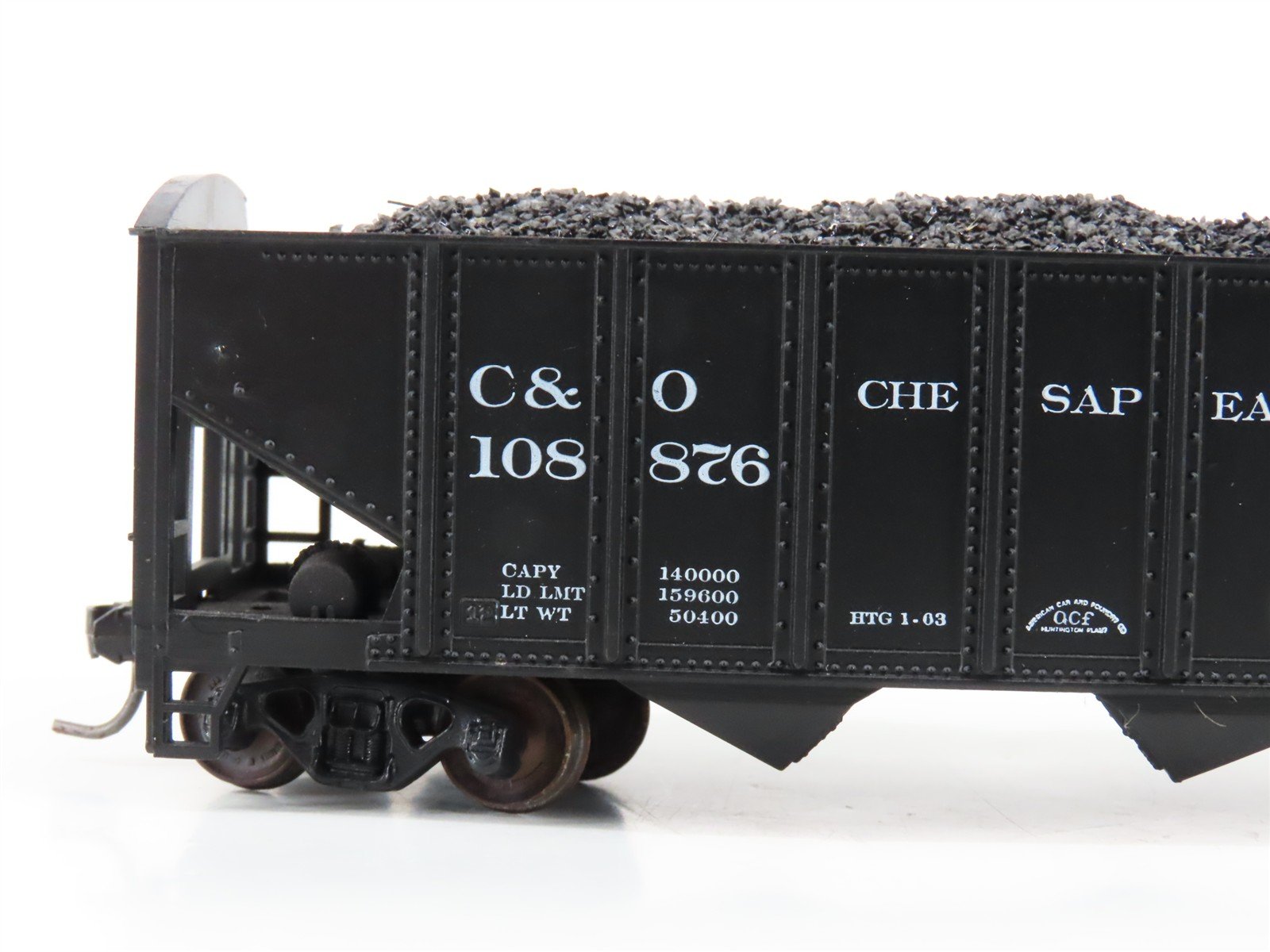 LOT of 2 HO Roundhouse 1499 C&O Progress 3-Bay Hopper w/ Coal Load - Upgraded