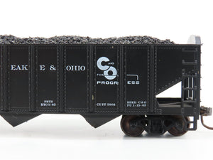 LOT of 2 HO Roundhouse 1499 C&O Progress 3-Bay Hopper w/ Coal Load - Upgraded