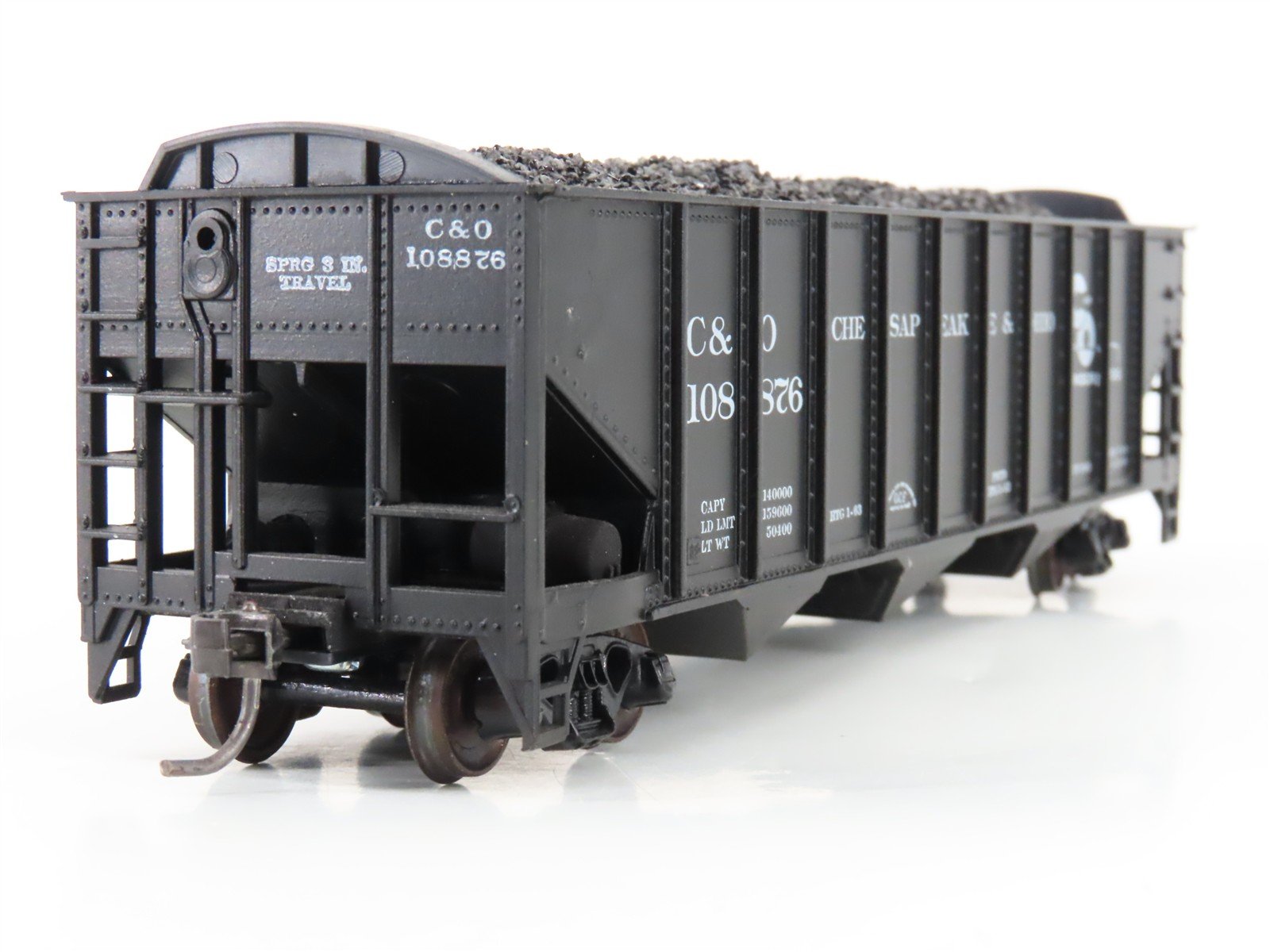 LOT of 2 HO Roundhouse 1499 C&O Progress 3-Bay Hopper w/ Coal Load - Upgraded