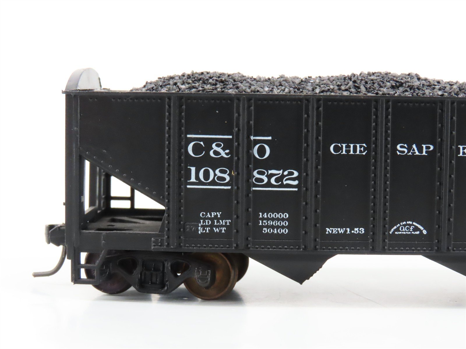 LOT of 2 HO Roundhouse 1499 C&O Progress 3-Bay Hopper w/ Coal Load - Upgraded