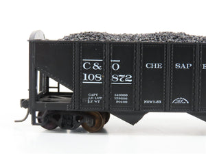 LOT of 2 HO Roundhouse 1499 C&O Progress 3-Bay Hopper w/ Coal Load - Upgraded