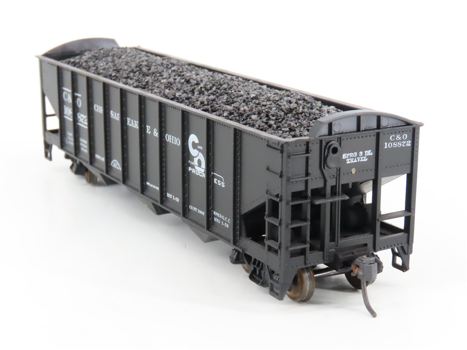 LOT of 2 HO Roundhouse 1499 C&O Progress 3-Bay Hopper w/ Coal Load - Upgraded