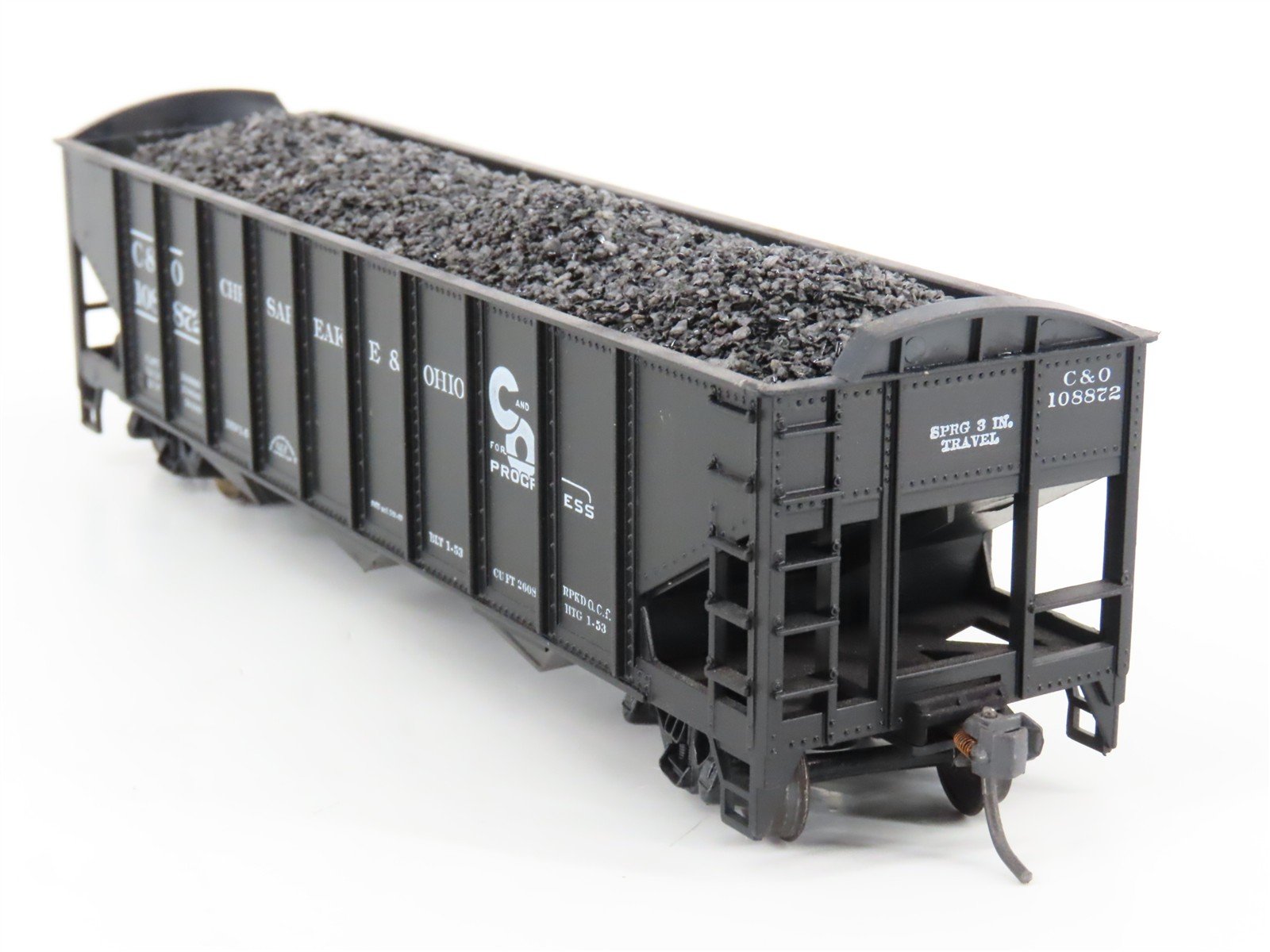 LOT of 2 HO Roundhouse 1499 C&O Progress 3-Bay Hopper w/ Coal Load - Upgraded