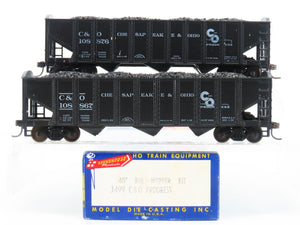 LOT of 2 HO Roundhouse 1499 C&O Progress 3-Bay Hopper w/ Coal Load - Upgraded