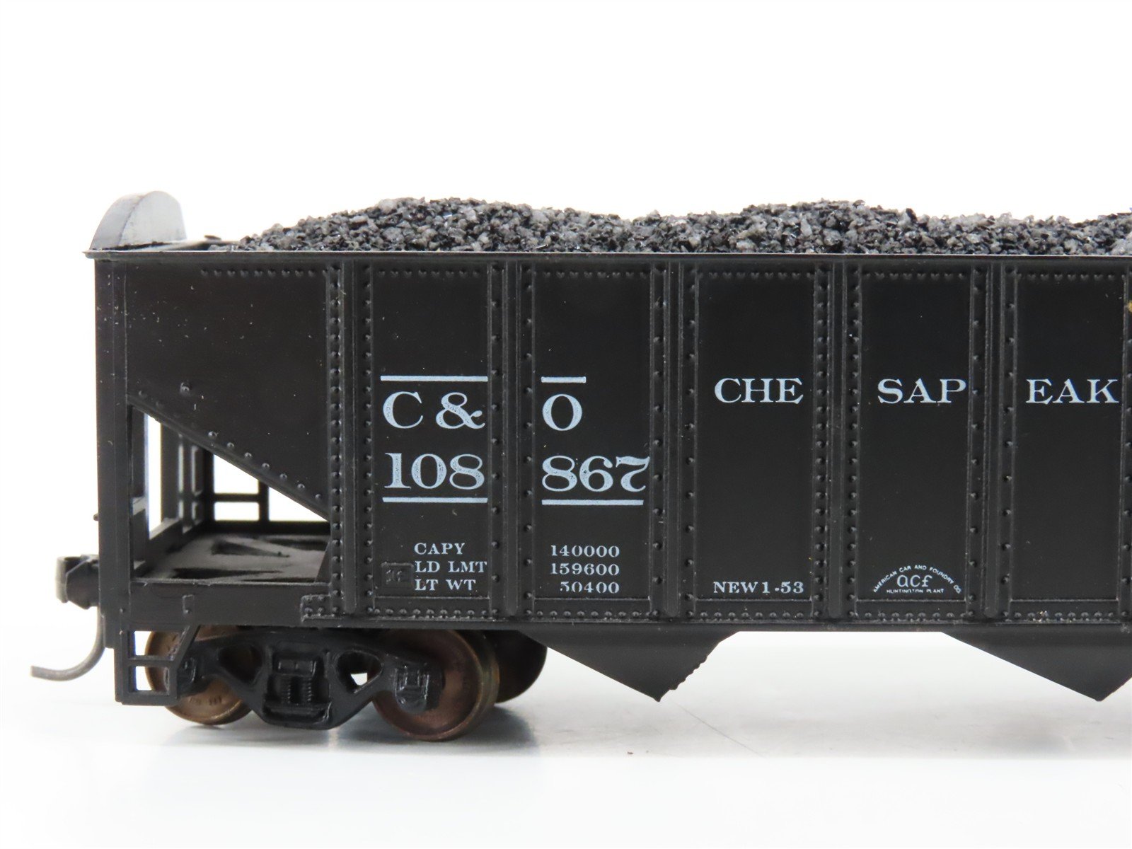 LOT of 2 HO Roundhouse 1499 C&O Progress 3-Bay Hopper w/ Coal Load - Upgraded