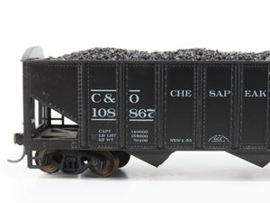LOT of 2 HO Roundhouse 1499 C&O Progress 3-Bay Hopper w/ Coal Load - Upgraded