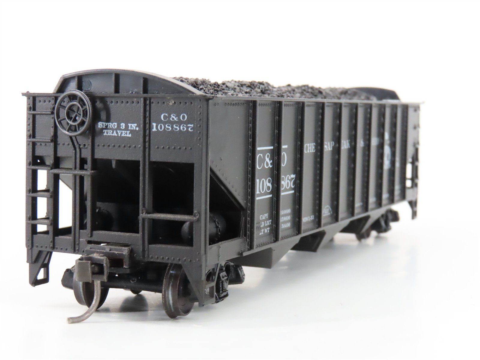 LOT of 2 HO Roundhouse 1499 C&O Progress 3-Bay Hopper w/ Coal Load - Upgraded