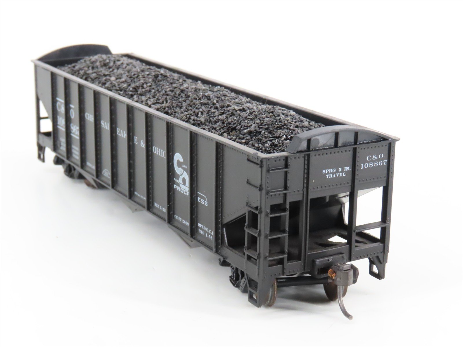 LOT of 2 HO Roundhouse 1499 C&O Progress 3-Bay Hopper w/ Coal Load - Upgraded