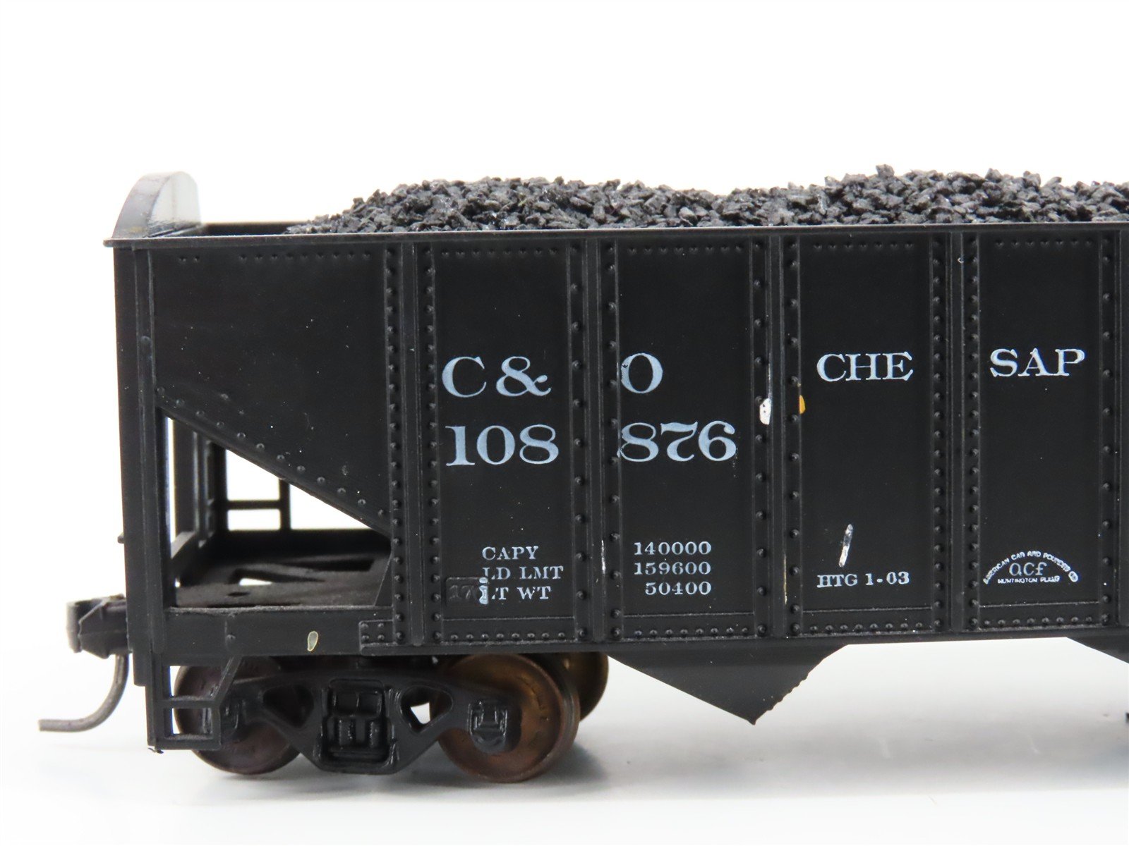 LOT of 2 HO Roundhouse 1499 C&O Progress 3-Bay Hopper w/ Coal Load - Upgraded