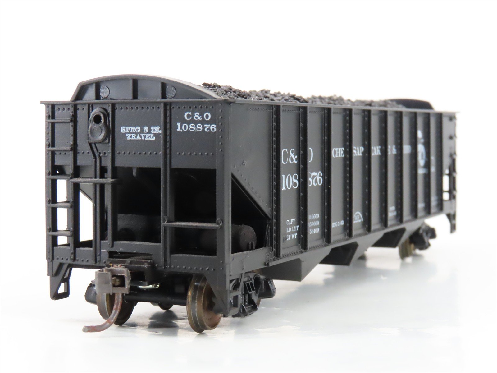 LOT of 2 HO Roundhouse 1499 C&O Progress 3-Bay Hopper w/ Coal Load - Upgraded