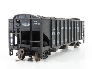 LOT of 2 HO Roundhouse 1499 C&O Progress 3-Bay Hopper w/ Coal Load - Upgraded