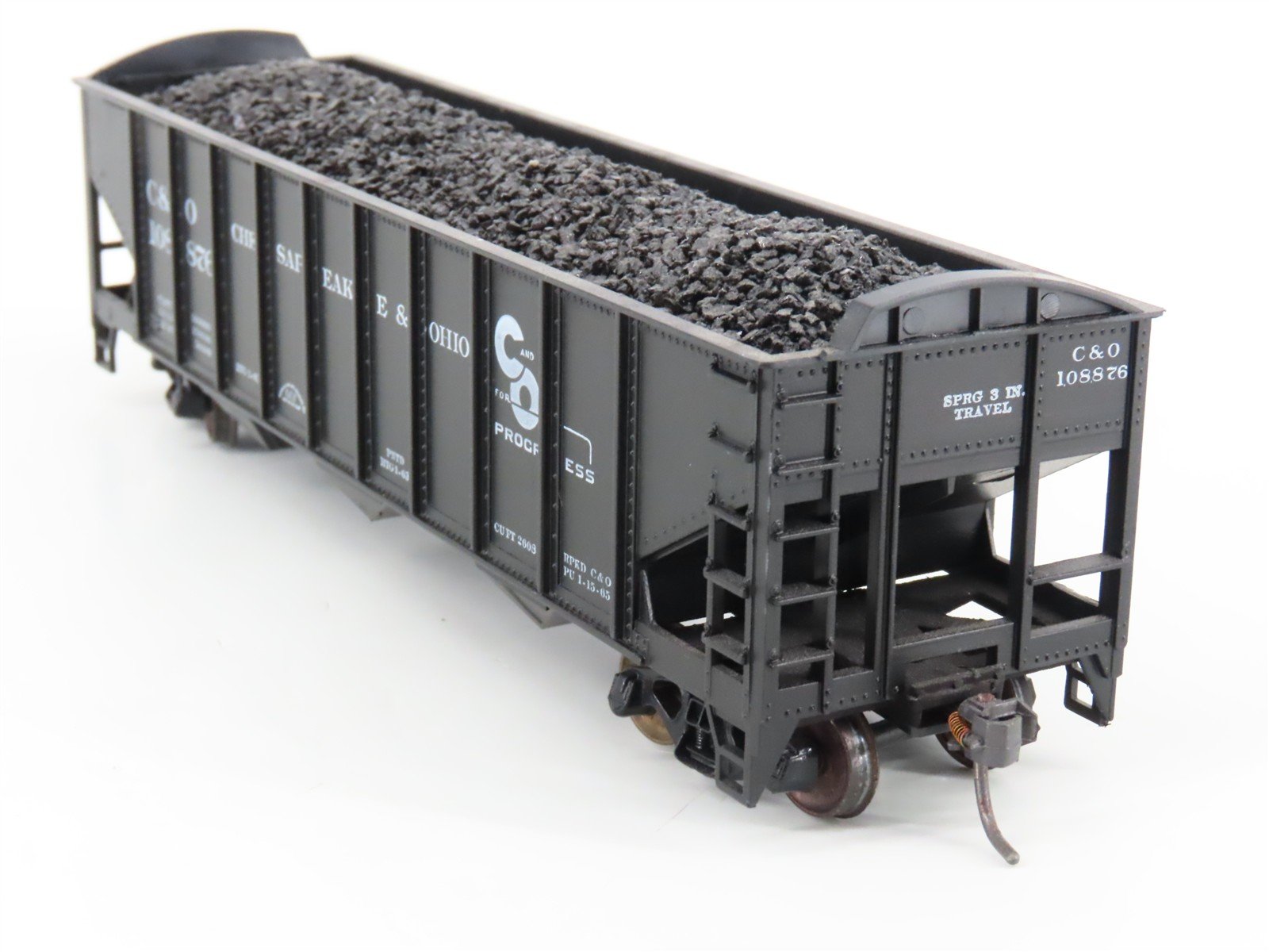 LOT of 2 HO Roundhouse 1499 C&O Progress 3-Bay Hopper w/ Coal Load - Upgraded