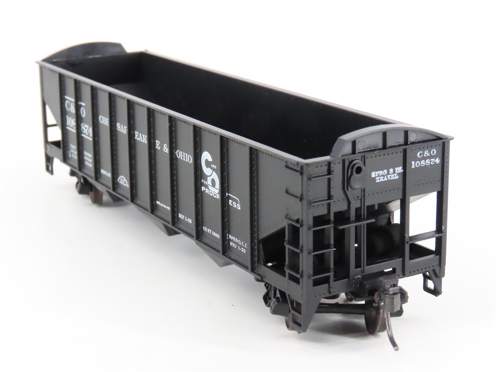 HO Scale Roundhouse 1499 C&O Progress 3-Bay Open Hopper #108874 - Upgraded